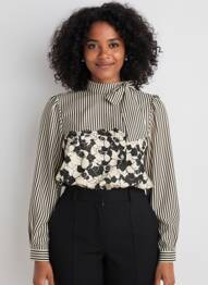 Blouse manches longues manches longues noir HIPPOCAMPE femme