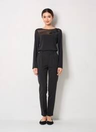 Top tissage jersey manches longues noir JANIRA femme