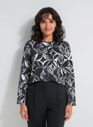 Top tissage jersey manches longues noir BARBARA LEBEK femme