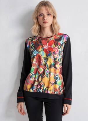 Top tissage jersey manches longues noir MALOKA femme