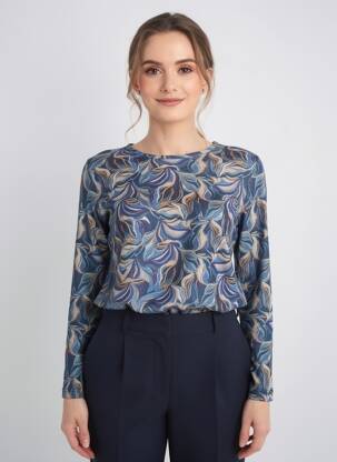 Top imprimé fantaisie manches longues bleu GRIFFON femme