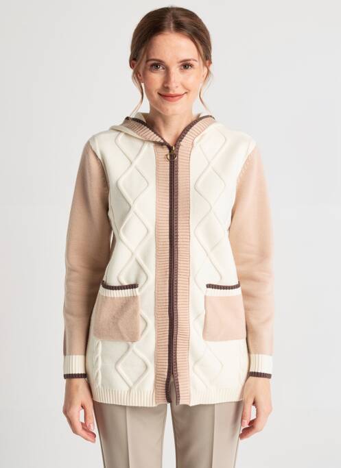 Veste casual col rond beige TRIPODE femme