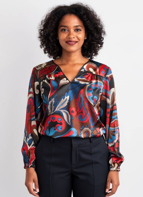 Blouse imprimé fantaisie manches longues rouge HALOGENE femme