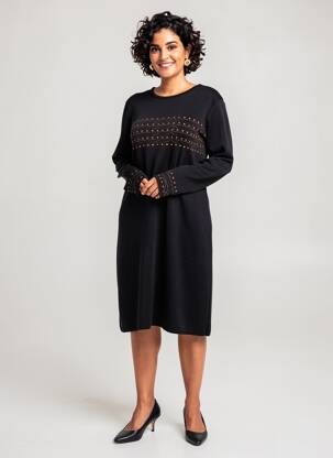 Robe mi-longue manches longues manches longues noir TELMAIL femme