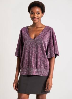 Top stretch manches courtes violet LE SINGE DE JULIE femme