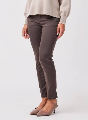 Jegging tissage popeline taille normale marron ANNA MONTANA femme