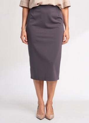 Jupe mi-longue taille normale gris ELSSA femme
