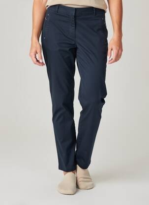 Pantalon chino tissage popeline taille normale bleu CHRISTINE LAURE femme