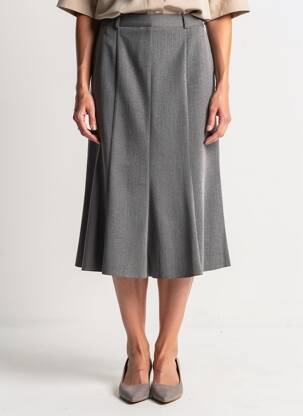 Jupe mi-longue taille normale gris 20/20 femme