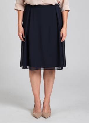 Jupe mi-longue coupe évasée bleu GUY DUBOUIS femme