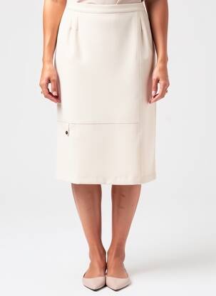 Jupe mi-longue coupe droite beige GEVANA femme