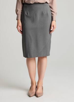 Jupe mi-longue taille à pinces gris GRIFFON femme