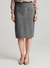 Jupe mi-longue taille à pinces gris GRIFFON femme