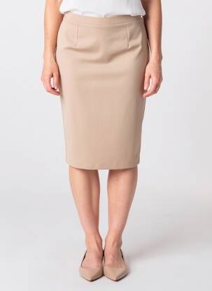 Jupe mi-longue coupe droite beige GRIFFON femme