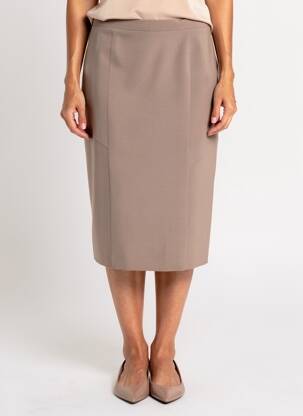 Jupe mi-longue coupe droite beige GRIFFON femme