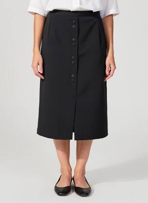 Jupe mi-longue coupe droite noir 20/20 femme