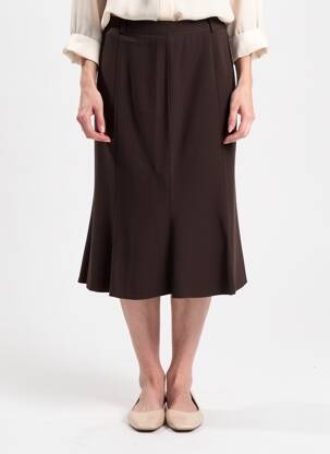 Jupe mi-longue coupe évasée marron UN TEMPS POUR ELLE femme