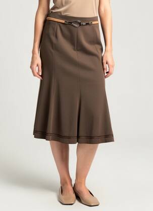 Jupe mi-longue coupe évasée marron UN TEMPS POUR ELLE femme