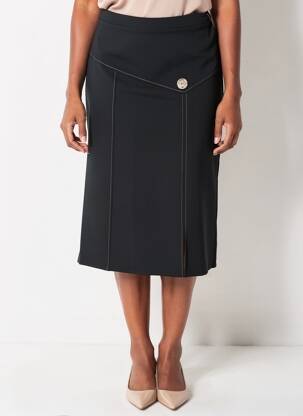 Jupe mi-longue coupe droite bleu GRIFFON femme