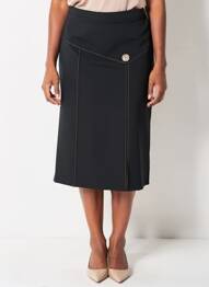 Jupe mi-longue coupe droite bleu GRIFFON femme