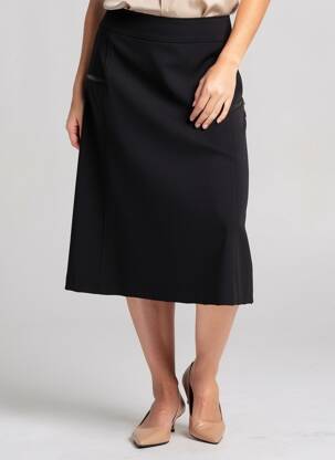 Jupe mi-longue coupe évasée noir GEVANA femme