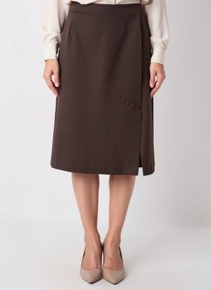 Jupe mi-longue coupe droite marron GRIFFON femme
