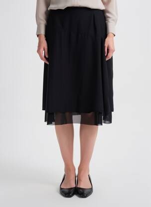 Jupe mi-longue fermeture zip latéral noir VERTIGO femme