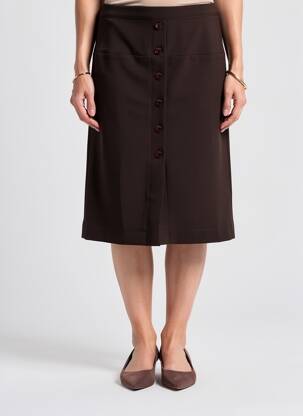 Jupe mi-longue coupe droite noir 20/20 femme