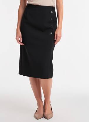 Jupe mi-longue coupe droite noir 20/20 femme