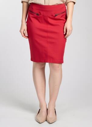 Jupe mi-longue coupe droite rouge ÉTYMOLOGIE femme