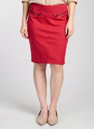 Jupe mi-longue coupe droite rouge ÉTYMOLOGIE femme