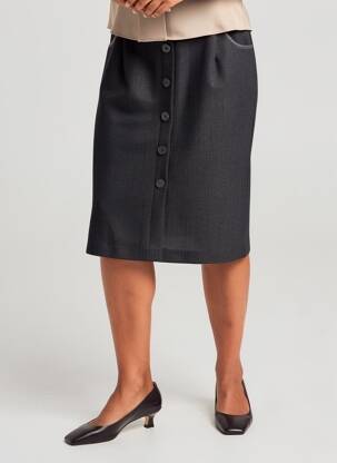 Jupe mi-longue coupe droite gris GEVANA femme