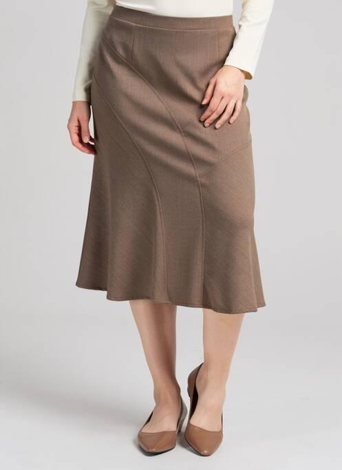 Jupe mi-longue coupe évasée beige GRIFFON femme