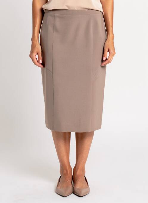 Jupe mi-longue coupe droite beige GRIFFON femme