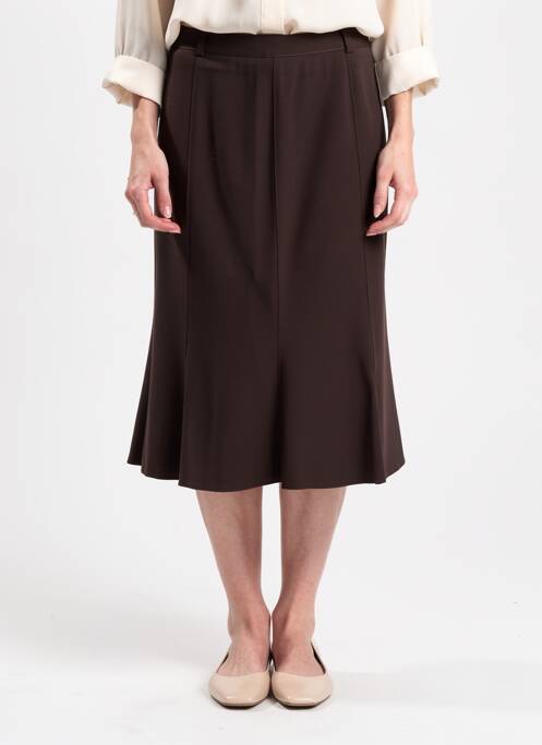 Jupe mi-longue coupe évasée marron UN TEMPS POUR ELLE femme