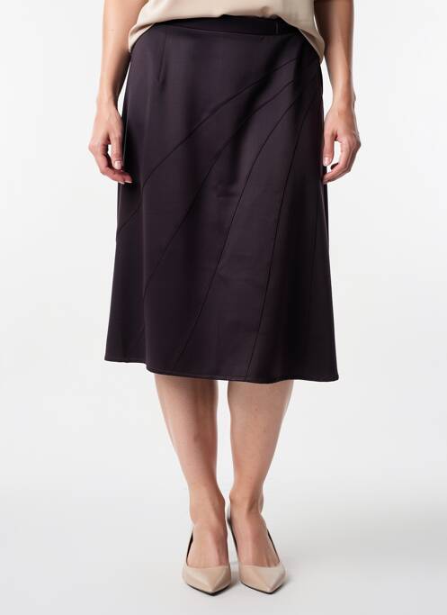 Jupe mi-longue coupe droite violet GRIFFON femme