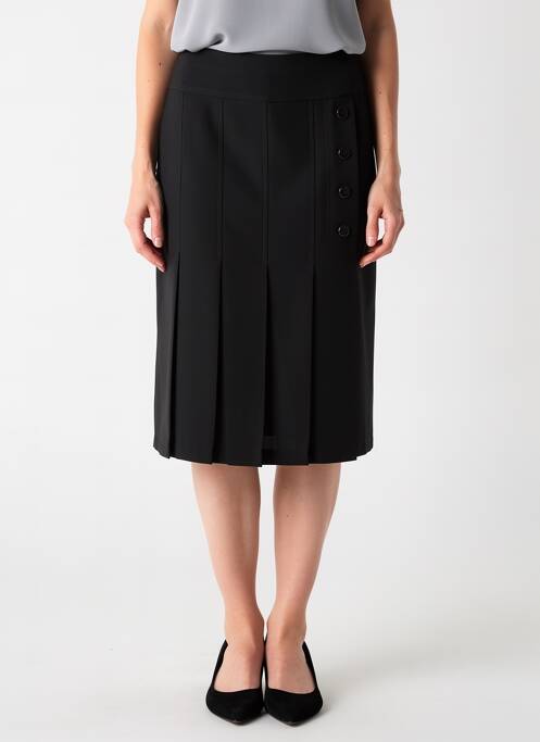 Jupe mi-longue coupe droite noir MODISSIMO femme