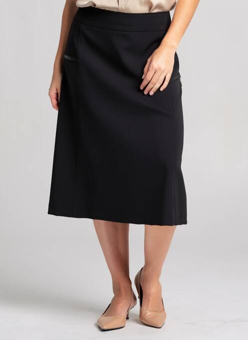 Jupe mi-longue coupe évasée noir GEVANA femme