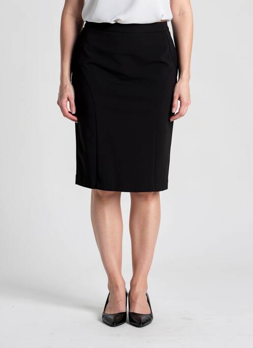 Jupe mi-longue coupe droite noir GRIFFON femme