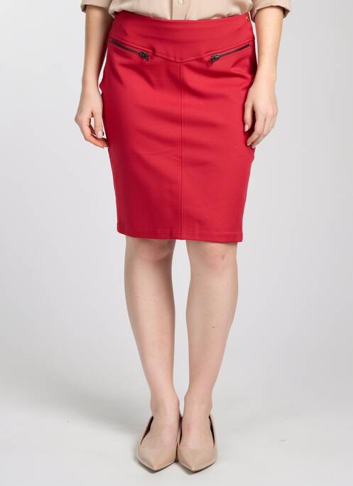 Jupe mi-longue coupe droite rouge ÉTYMOLOGIE femme