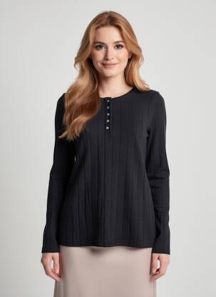 Pull coupe cintrée manches longues noir ÉTYMOLOGIE femme