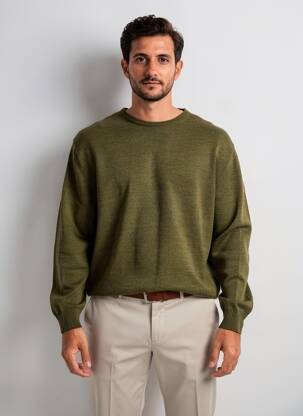 Pull col rond manches longues vert HAJO homme