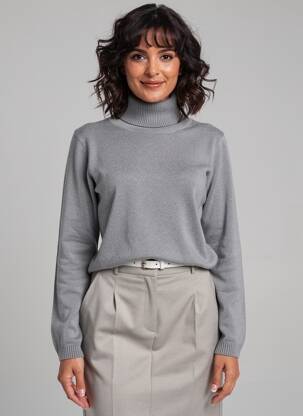 Pull col roulé coupe cintrée manches longues gris ABSOLUT CASHMERE femme