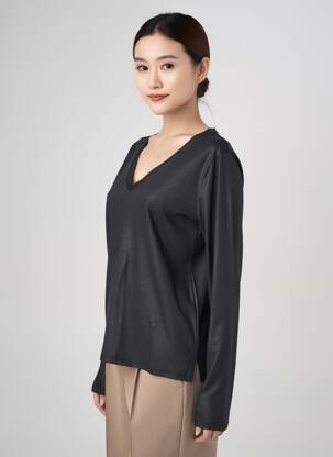 T-shirt manches longues manches longues noir MAJESTIC FILATURES femme