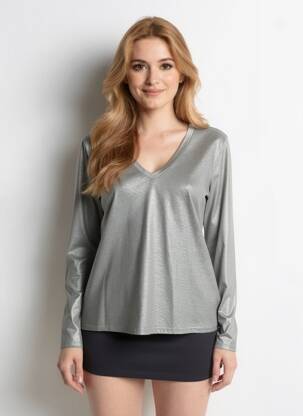 T-shirt manches longues manches longues gris MAJESTIC FILATURES femme