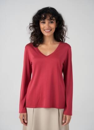 T-shirt manches longues manches longues rouge MAJESTIC FILATURES femme
