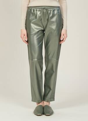 Pantalon droit taille élastique taille normale vert OAKWOOD femme