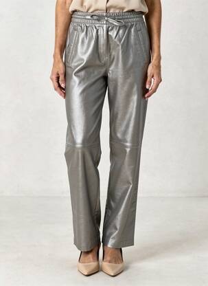 Pantalon droit taille élastique taille normale gris OAKWOOD femme