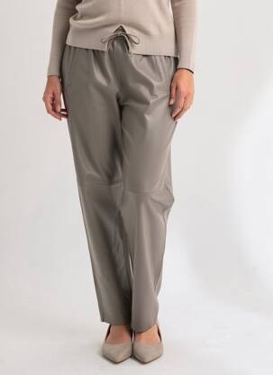 Pantalon droit taille élastique taille normale marron OAKWOOD femme