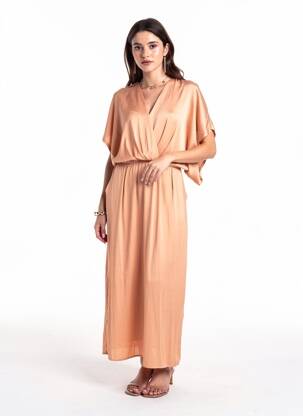 Robe longue manches courtes manches courtes orange SEE U SOON femme